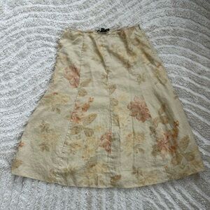 Ralph Lauren Cream Floral A-Line Skirt